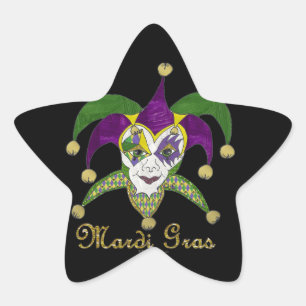 Farbige Mardi Gras Narren Maske Stern-Aufkleber