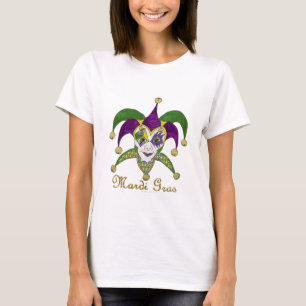 Farbige Mardi Gras Narren Maske T-Shirt