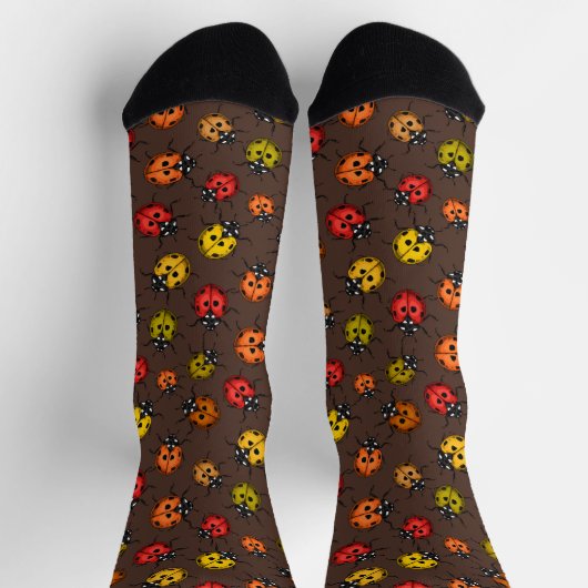 Farbige Marienkäfer auf Braun Socken (Oben)