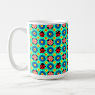 Farbige Marienkäfer und Blumen Kaffeetasse