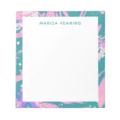Farbige Marmorfarbe in Rosa und Grün mit Namen Notizblock (Vorderseite)