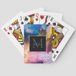 Farbige Marmormonogramm Spielkarten