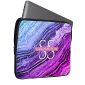 Farbige Marmormonogramm und Name Laptopschutzhülle (Vorne Rechts)