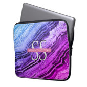 Farbige Marmormonogramm und Name Laptopschutzhülle (Vorderseite Links)