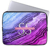Farbige Marmormonogramm und Name Laptopschutzhülle (Vorderseite)