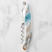 Farbige Marmortextur, gewellte Muster, Monogramm Kellnermesser (Vorderseite)