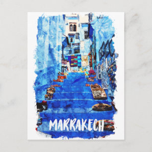 Farbige Marrakech Marokko Architektur Aquarell Postkarte