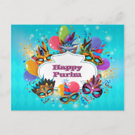 Farbige Maske Happy Purim Postkarte