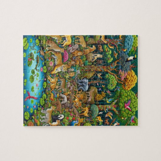 Farbige massive detaillierte Wildtiere im Dschunge Puzzle (Horizontal)