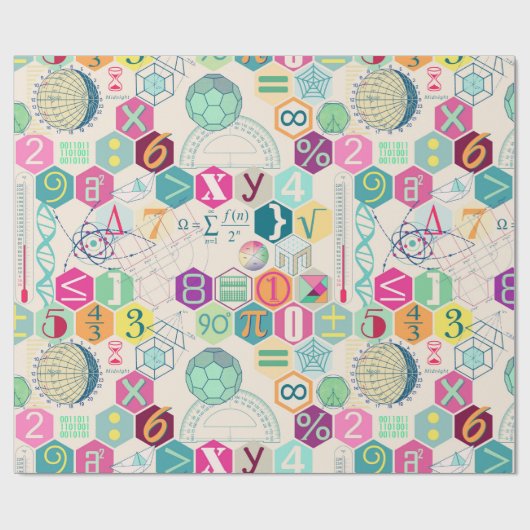 Farbige Mathematik (rosa) Geschenkpapier (Flach)
