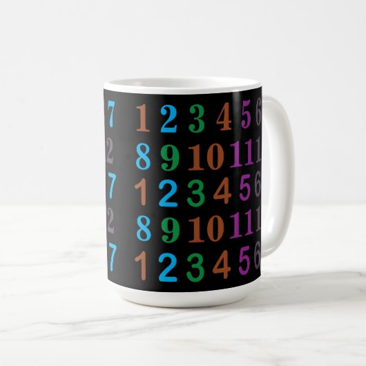 Farbige Mathematikzahlen Kaffeetasse (VorderseiteRechts)