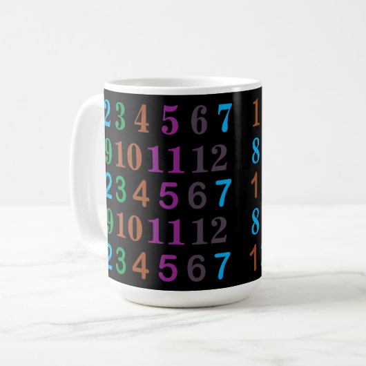 Farbige Mathematikzahlen Kaffeetasse (Vorderseite Links)
