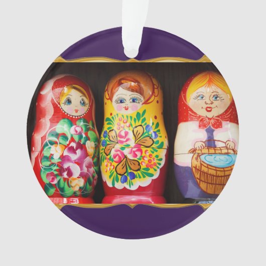 Farbige Matryoshka-Puppen Ornament (Vorderseite)