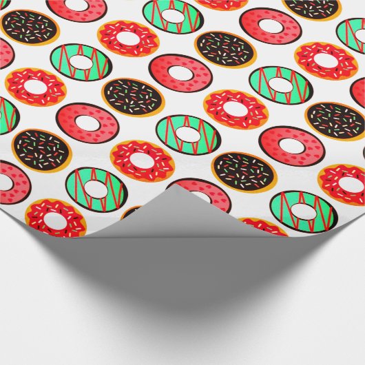 Farbige Mattierte Donuts Geschenkpapier (Ecke)