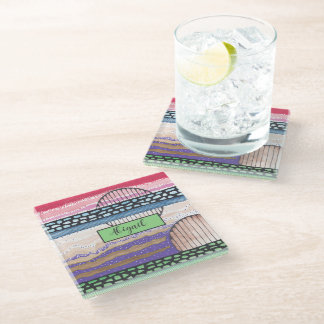 Farbige Medien, tiefrosa, abstrakt modern, Ihr Nam Glasuntersetzer