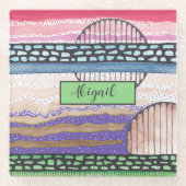 Farbige Medien, tiefrosa, abstrakt modern, Ihr Nam Glasuntersetzer (Vorderseite)