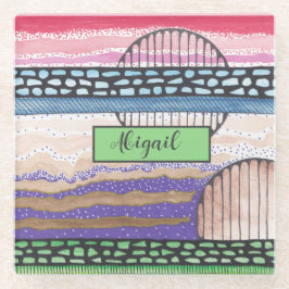 Farbige Medien, tiefrosa, abstrakt modern, Ihr Nam Glasuntersetzer