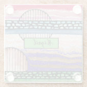 Farbige Medien, tiefrosa, abstrakt modern, Ihr Nam Glasuntersetzer (Rückseite)