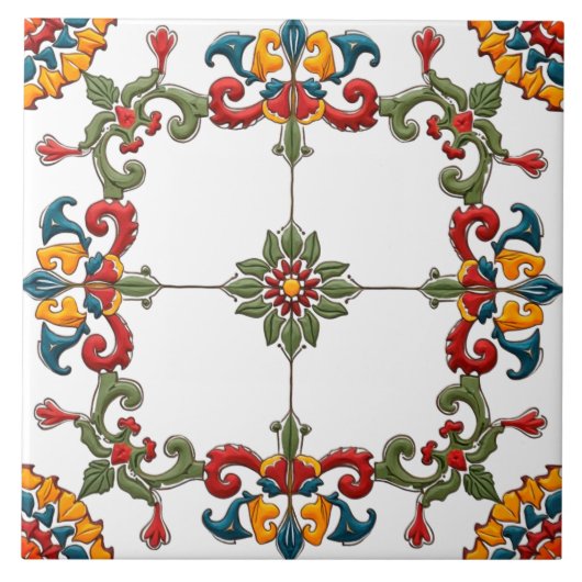 Farbige,mediterrane,mosaik, Fliese (Vorderseite)