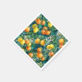 Farbige mediterrane Zitrusfrüchte Wasserfarben Serviette (Ecke)