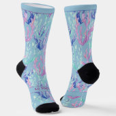 Farbige Meeresalgen, Text auf Blau Socken (Gewinkelt)