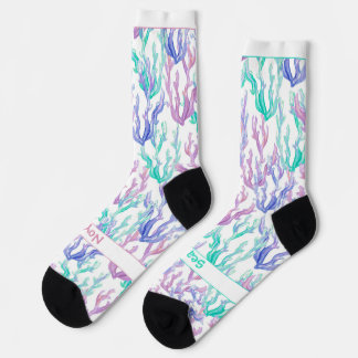 Farbige Meeresalgen, Text auf Weiß Socken