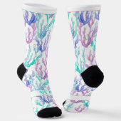 Farbige Meeresalgen, Text auf Weiß Socken (Gewinkelt)
