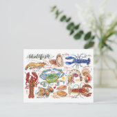 Farbige Meeresfrüchte-Postkarte Postkarte (Stehend Vorderseite)