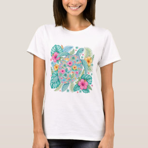 FARBIGE MEERESSCHILDKRÖTE MIT HÜBSCHEN TROPISCHEN T-Shirt