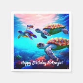 Farbige Meeresschildkröten im Korallenriff Serviette (Vorderseite)