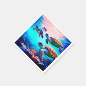 Farbige Meeresschildkröten im Korallenriff Serviette (Ecke)