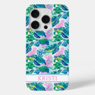 Farbige Meeresschildkröten monogrammiert Case-Mate iPhone Hülle