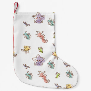 Farbige Meereswelt mit Seestern und Fischen v Kleiner Weihnachtsstrumpf