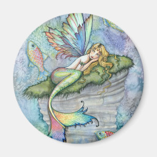 Farbige Meerjungfrau und Koi-Fisch Fantasy-Kunst Magnet