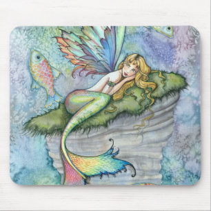 Farbige Meerjungfrau und Koi-Fisch Fantasy-Kunst Mousepad
