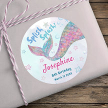 Farbige Meerjungfrau Wasserfarbe Geburtstag
