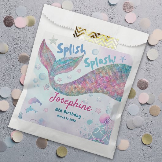 Farbige Meerjungfrau Wasserfarben-Geburtstag Geschenktütchen