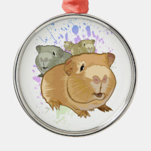 Farbige Meerschweinchen-Trio-Regenbogen-Farbspritz Ornament Aus Metall