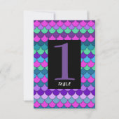 Farbige mehrfarbige Mermaid-Party-Tischnummer Einladung (Rückseite)