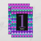 Farbige mehrfarbige Mermaid-Party-Tischnummer Einladung (Vorne/Hinten)