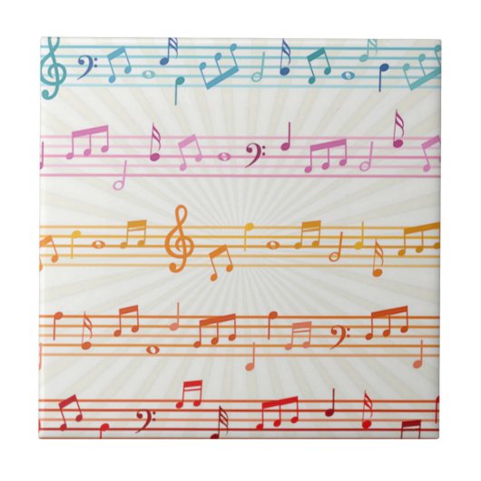 Farbige mehrfarbige Musiknote Musiker Fliese (Vorderseite)