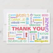 Farbige, mehrsprachige Typografie Dankeskarte (Vorderseite)