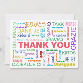 Farbige, mehrsprachige Typografie Dankeskarte