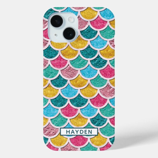 Farbige Mermaid-Skala Case-Mate iPhone Hülle (Rückseite)