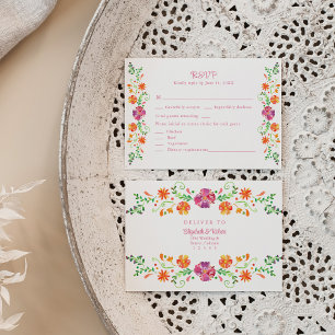 Farbige mexikanische Blumen-Fiesta-Hochzeit-RSVP-K Dankeskarte