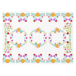 Farbige mexikanische Fiesta-Blume auf Weiß Tischdecke