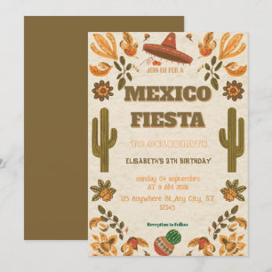 Farbige mexikanische Fiesta-Geburtstagseinladung Einladung
