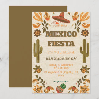 Farbige mexikanische Fiesta-Geburtstagseinladung Einladung