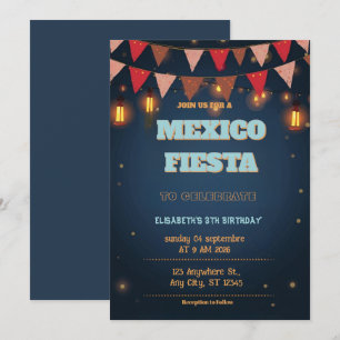 Farbige mexikanische Fiesta-Geburtstagseinladung Einladung