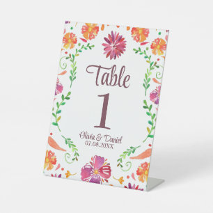 Farbige mexikanische Fiesta-Hochzeitstisch-Nummer Sockelschild